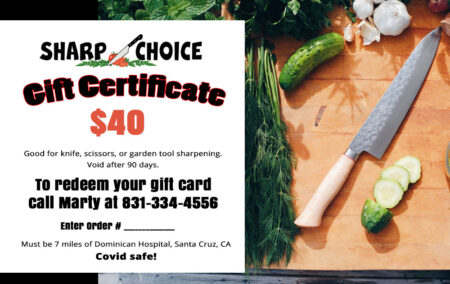 knife sharpening gift certificate